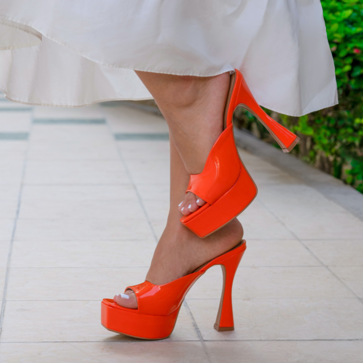 Orange closed toe shop heels